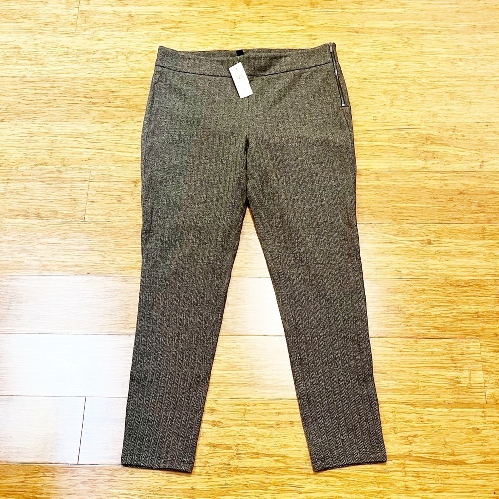 NWT! Ann Taylor Gray & Black Herringbone Leggings w/ side zipper. Size 8